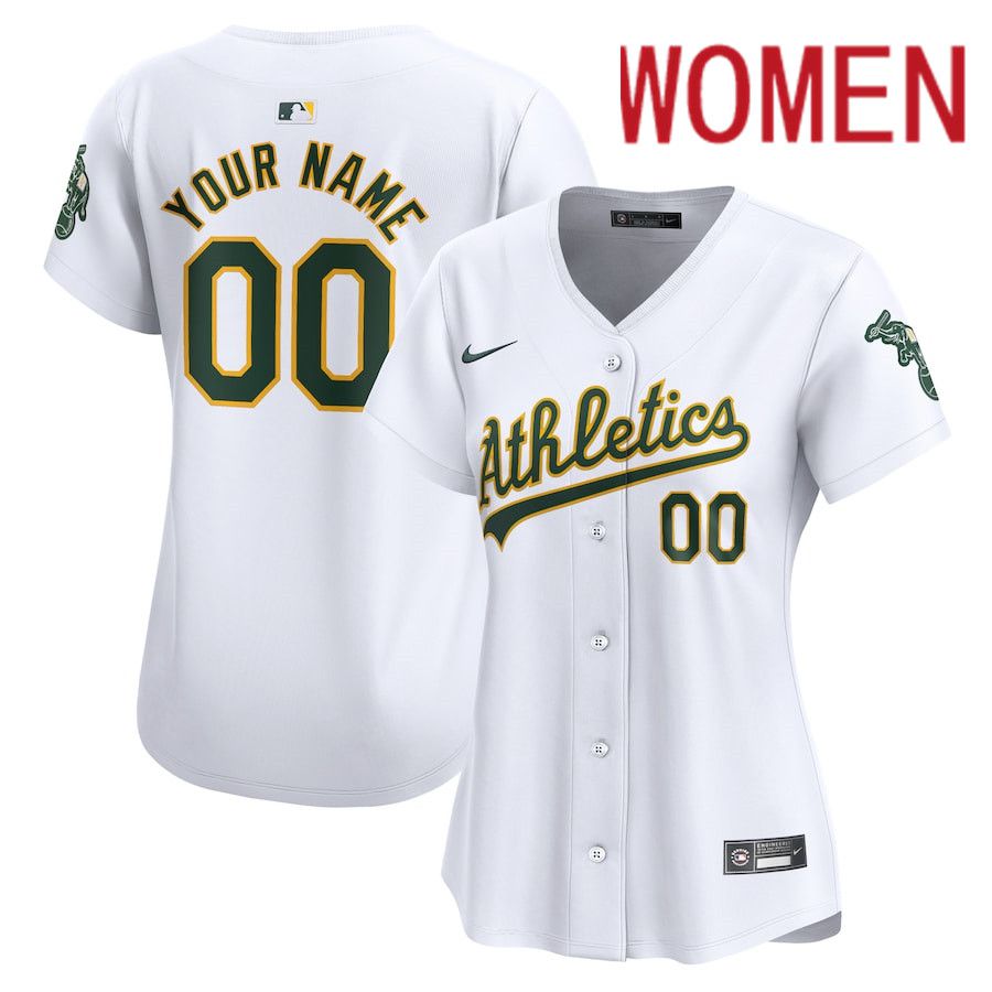 Women Oakland Athletics Nike White Home Limited Custom MLB Jersey->customized mlb jersey->Custom Jersey